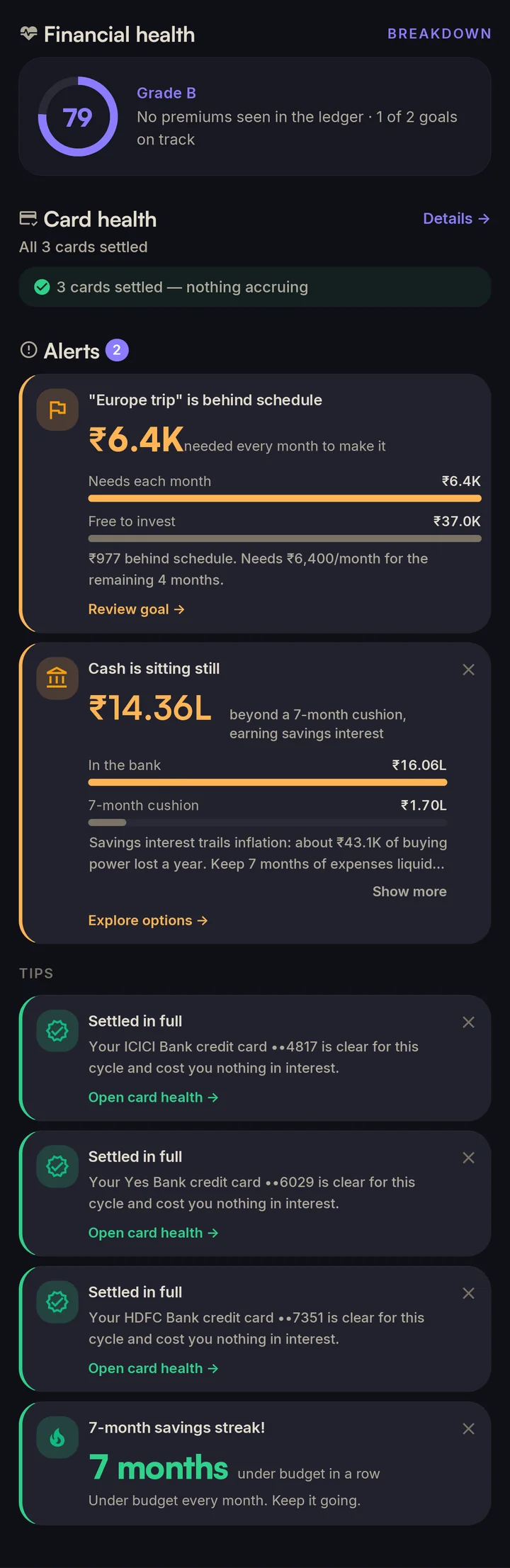 Insights screen