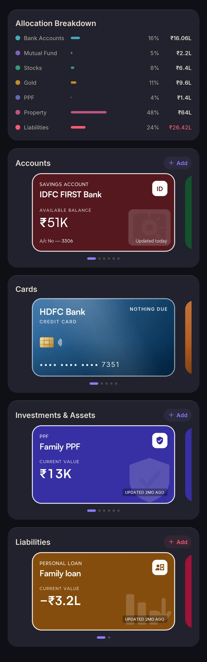 Net worth screen